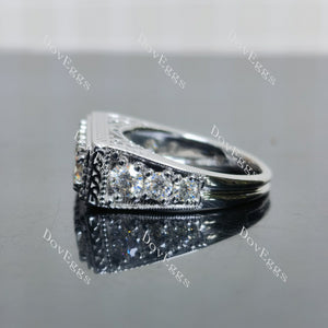 (size 6.5) Doveggs sterling silver round three stones moissanite ring