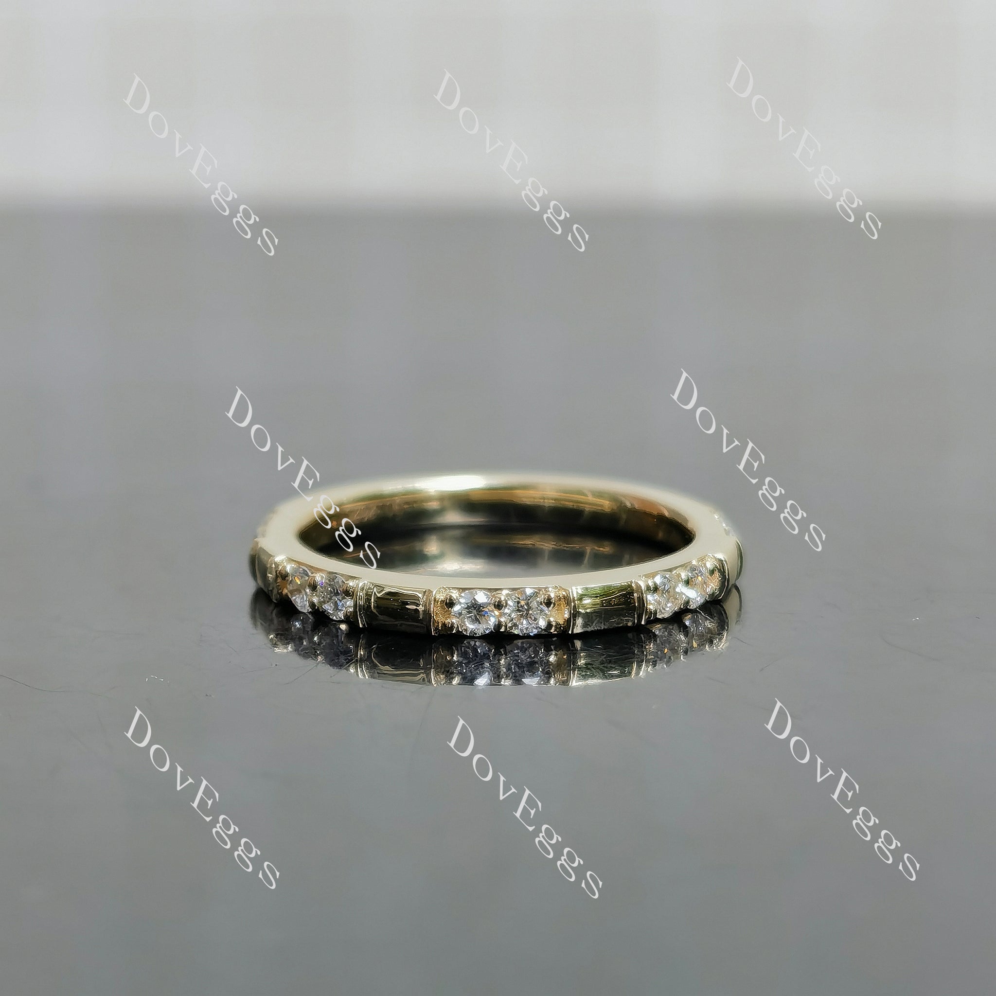 Doveggs round pave moissanite/lab grown diamond wedding band-2.0mm band width
