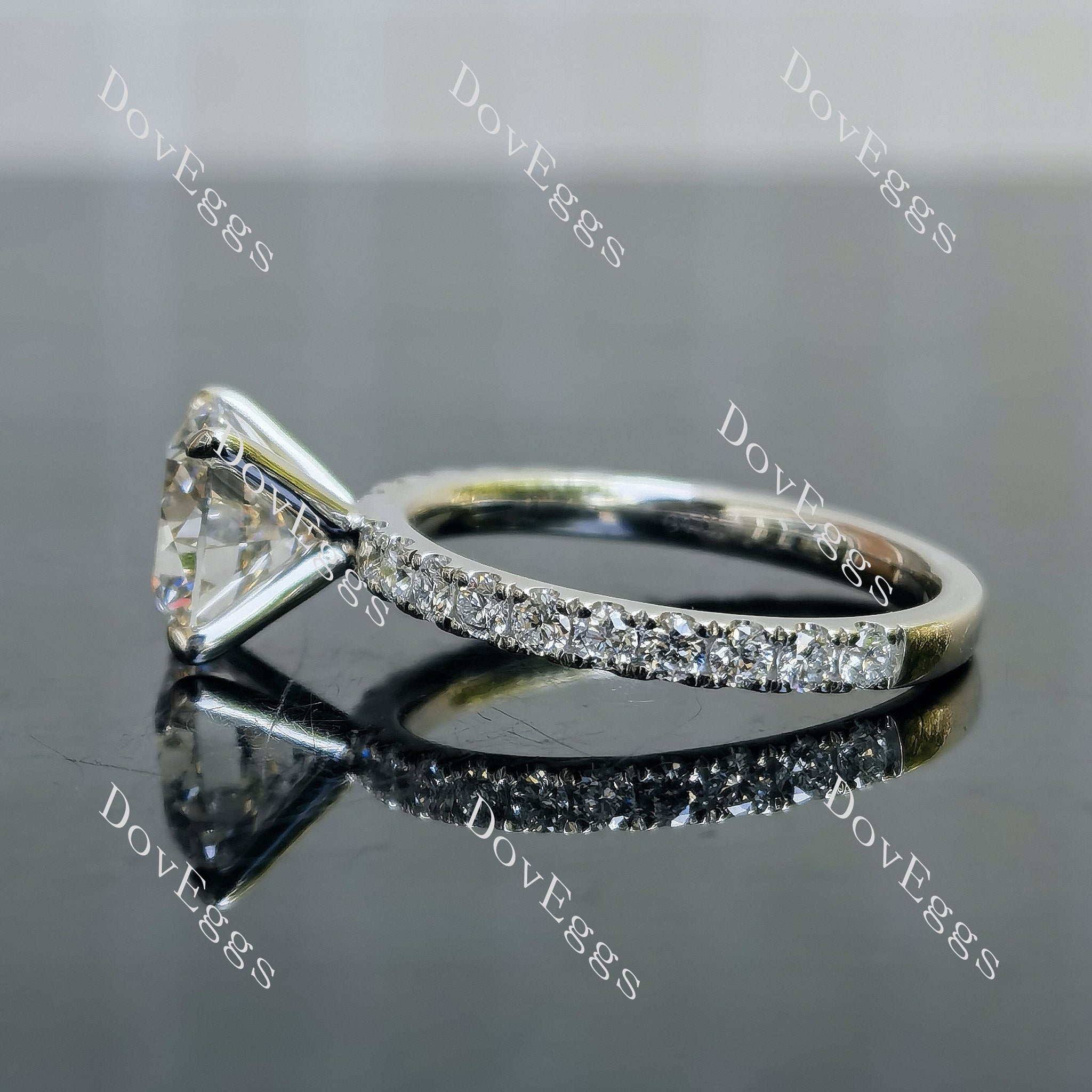 Doveggs round pave Lab Grown Diamond Engagement Ring