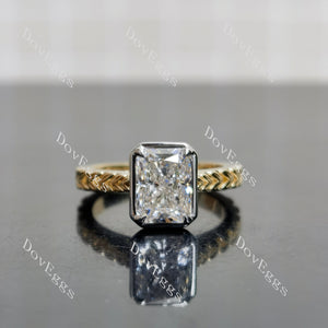 Doveggs Radiant Bezel Carved Lab Grown Diamond Engagement Ring