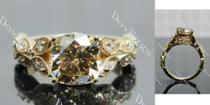 cushion vintage colored moissanite engagement ring