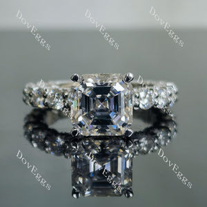 Doveggs asscher pave moissanite engagement ring