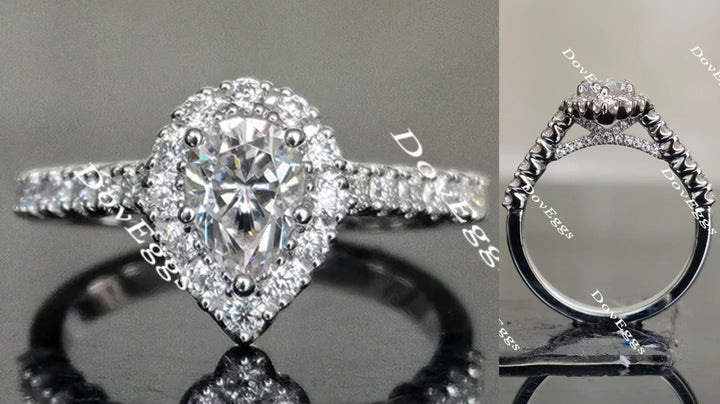 DovEggs half eternity pave halo engagement ring semi-mount only(Exclusively to DovEggs Stones)