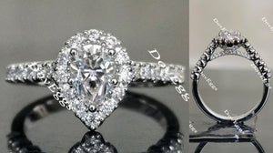 DovEggs half eternity pave halo engagement ring semi-mount only(Exclusively to DovEggs Stones)