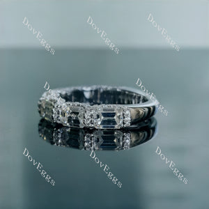 Doveggs emerald art deco pave moissanite/Lab grown diamond wedding band-2.5mm band width