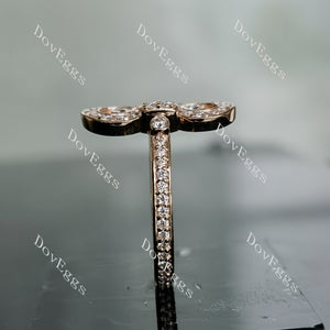 Fleur-de-lis round pave moissanite/lab grown diamond wedding band-2.2mm band width