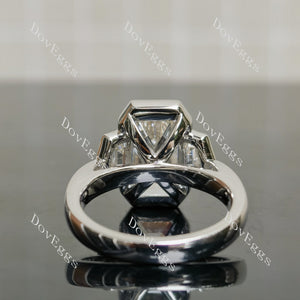 Cheryl G Emerald Bezel Three Stones Lab Grown Diamond Engagement Ring