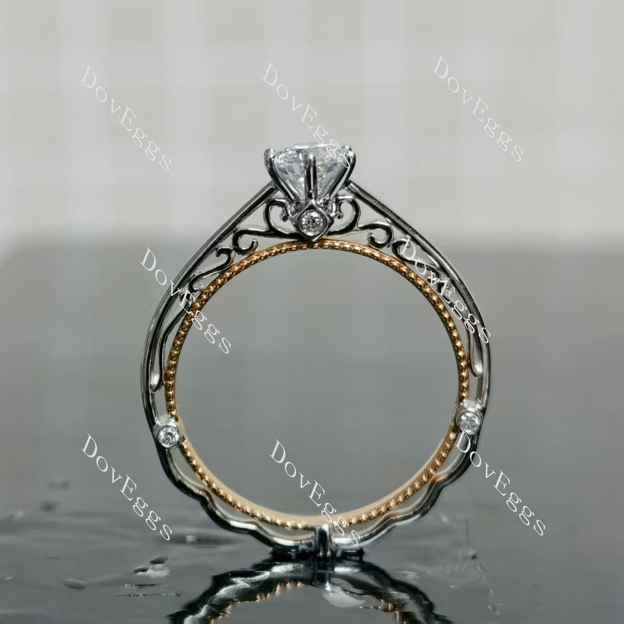 (size 6) Doveggs 18K white gold & rose gold 0.5ct round lab grown diamond engagement ring