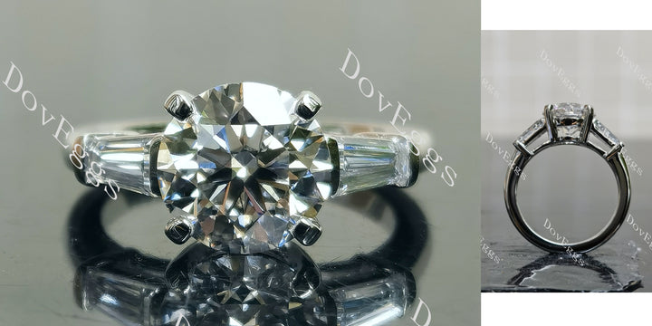 Round Pave Three Stones Lab Grown Diamond
