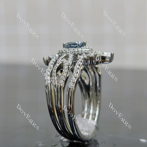 (size 9) Doveggs sterling silver 0.5ct pear smokey sparks grey colored moissanite ring bridal set(3 rings)