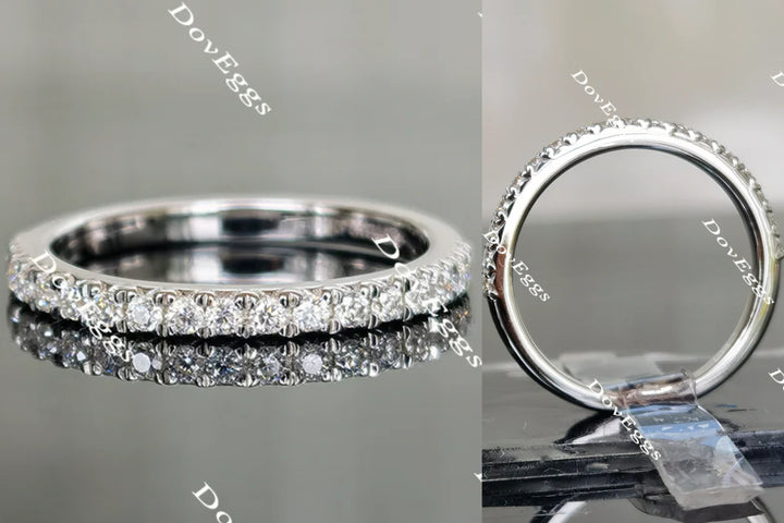 Doveggs half eternity pave moissanite/lab grown diamond wedding band(one piece of wedding band only)-1.8mm band width - DovEggs-Seattle