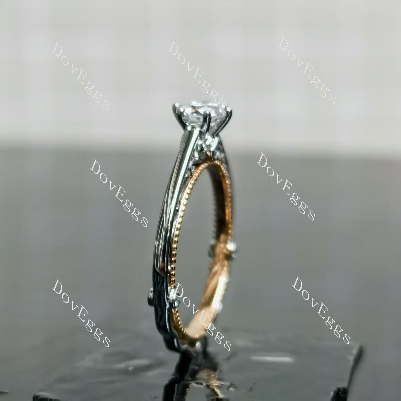 (size 6) Doveggs 18K white gold & rose gold 0.5ct round lab grown diamond engagement ring