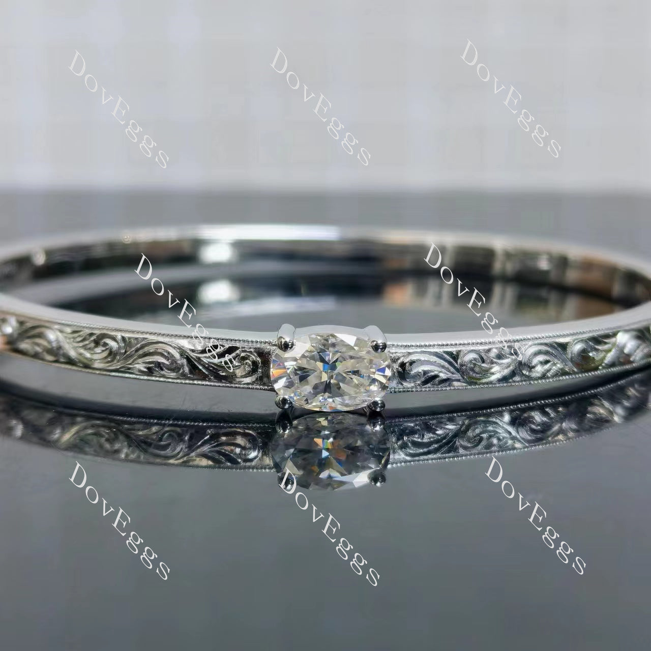 2ct oval carved moissanite bangle