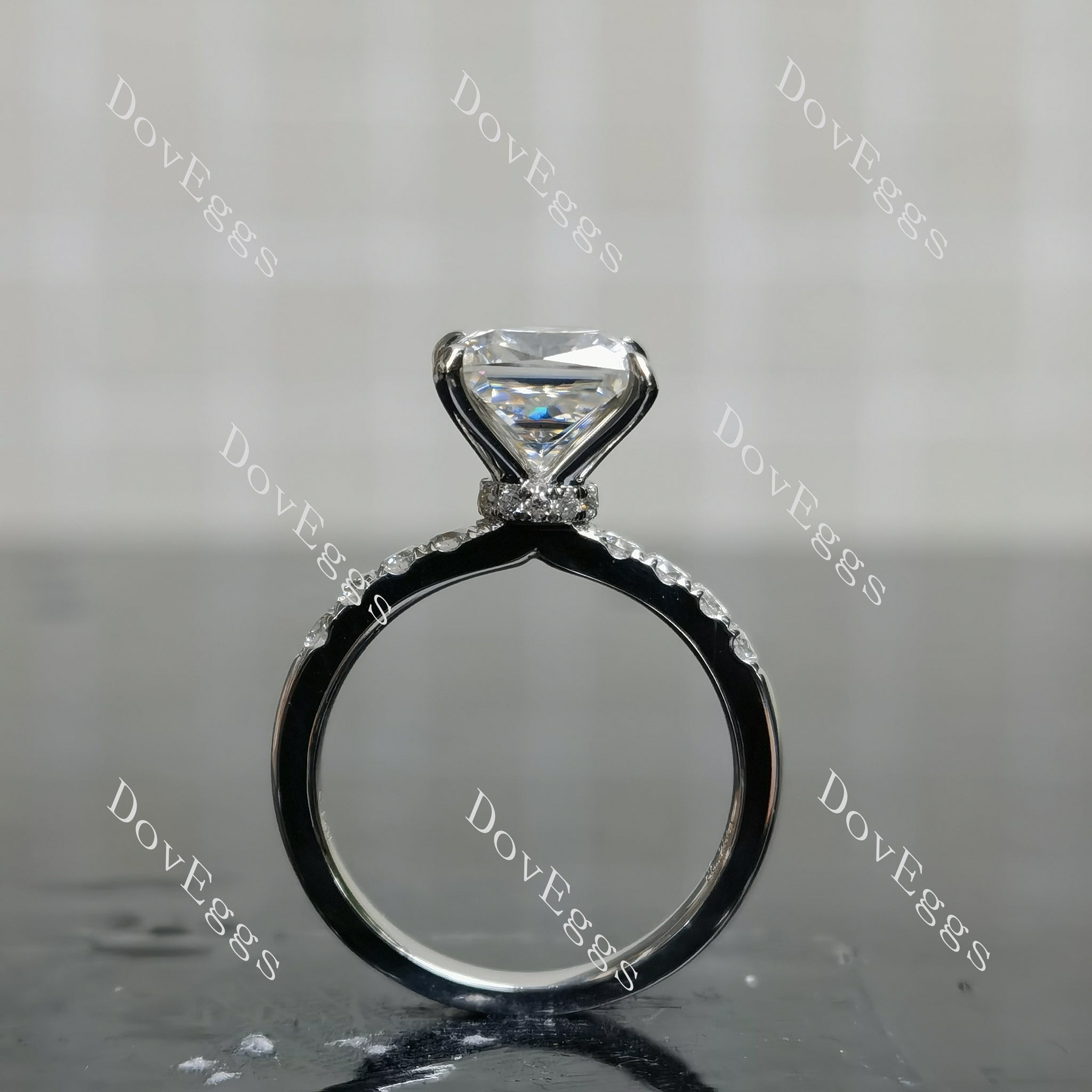 Doveggs Princess pave moissanite engagement ring