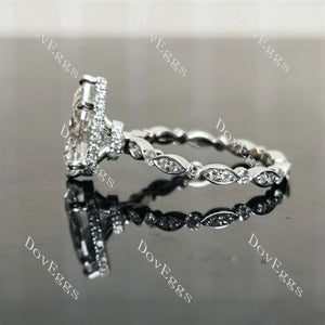 DovEggs pear pave hidden halo moissanite engagement ring