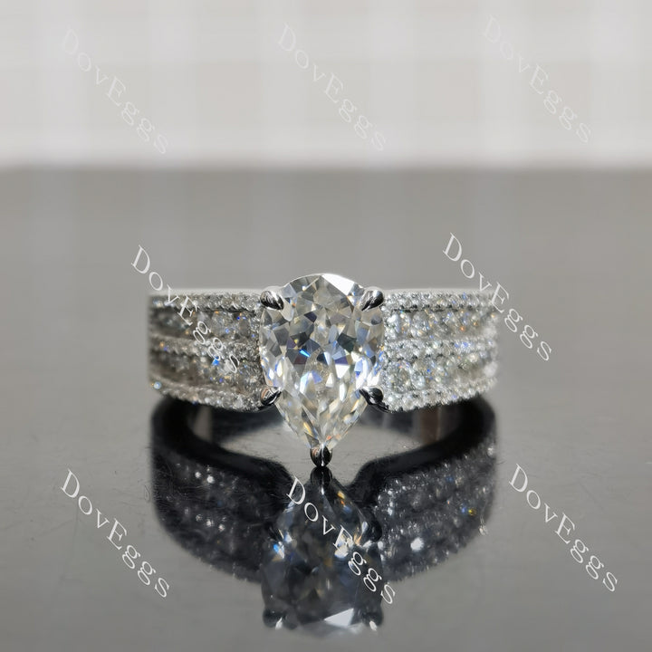 (size 7) Doveggs sterling silver 3ct Pear moissanite engagement ring