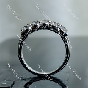Doveggs five stones cushion/princess moissanite/Lab grown diamond wedding band-4.0mm band width
