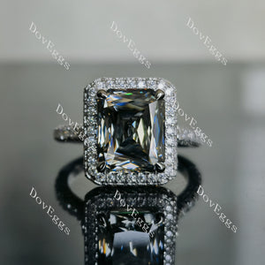 Doveggs criss cut cathedral pave halo stardust grey moissanite engagement ring