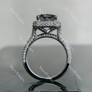 Doveggs criss cut cathedral pave halo stardust grey moissanite engagement ring