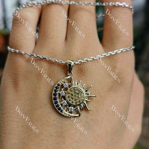 Doveggs sun moon and star round colored gem accents pendant necklace (pendant only)