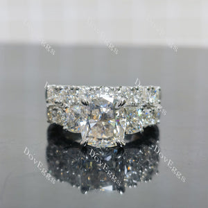(size 7.25) Doveggs sterling silver 3ct cushion moissanite bridal set(2 rings)