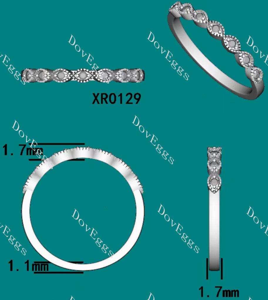 Doveggs Half eternity stacking infinity moissanite/lab diamond wedding band-1.7mm band width