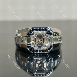 Crystal Blue Persuasion asscher halo moissanite engagement ring