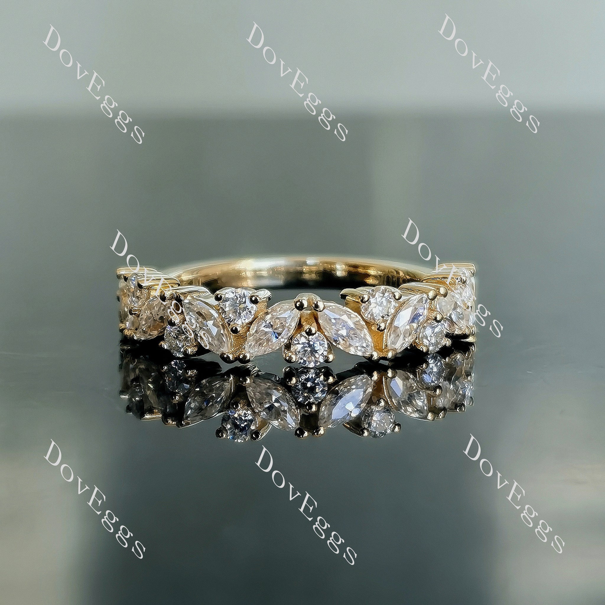 Doveggs marquise round art deco moissanite/lab grown diamond wedding band-2.0mm band width