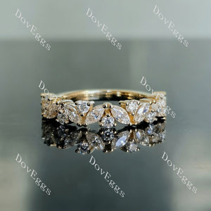 Doveggs marquise round art deco moissanite/lab grown diamond wedding band-2.0mm band width