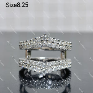 (size #8,#8.25 ) Doveggs sterling silver round moissanite enhancer