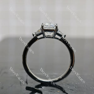 Doveggs emerald three stones pave moissanite engagement ring