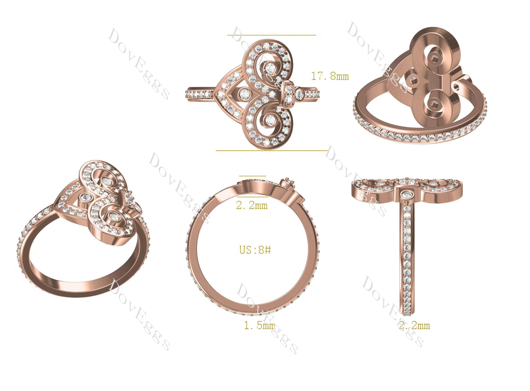 Fleur-de-lis round pave moissanite/lab grown diamond wedding band-2.2mm band width