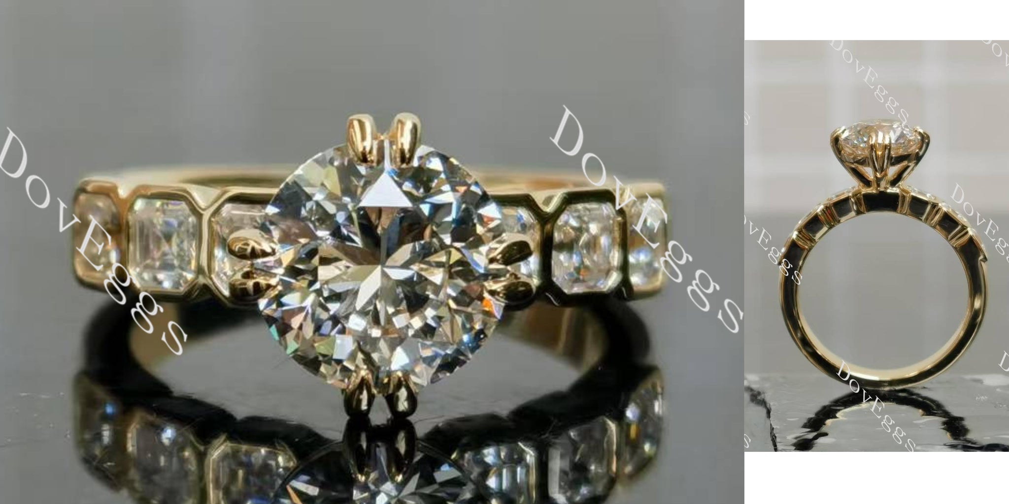 round asscher bezel moissanite engagement ring