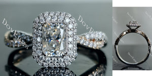 Doveggs radiant double halo pave moissanite engagement ring