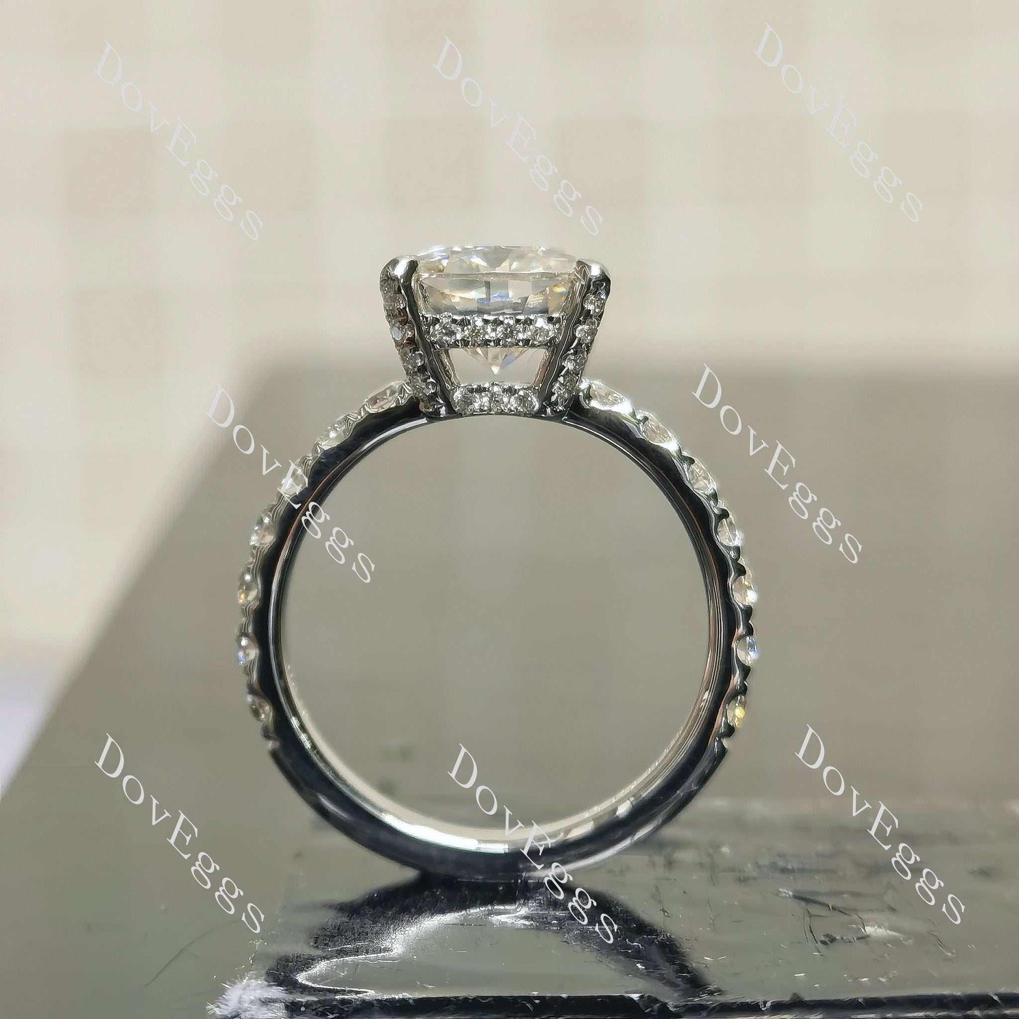 (size 4.75) Doveggs sterling silver 2ct Cushion moissanite engagement ring