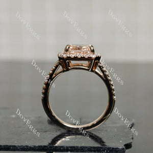 Doveggs radiant halo split shanks colored gem engagement ring