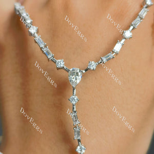(18inch+4inch) Doveggs sterling silver emerald pear moissanite pendant necklace
