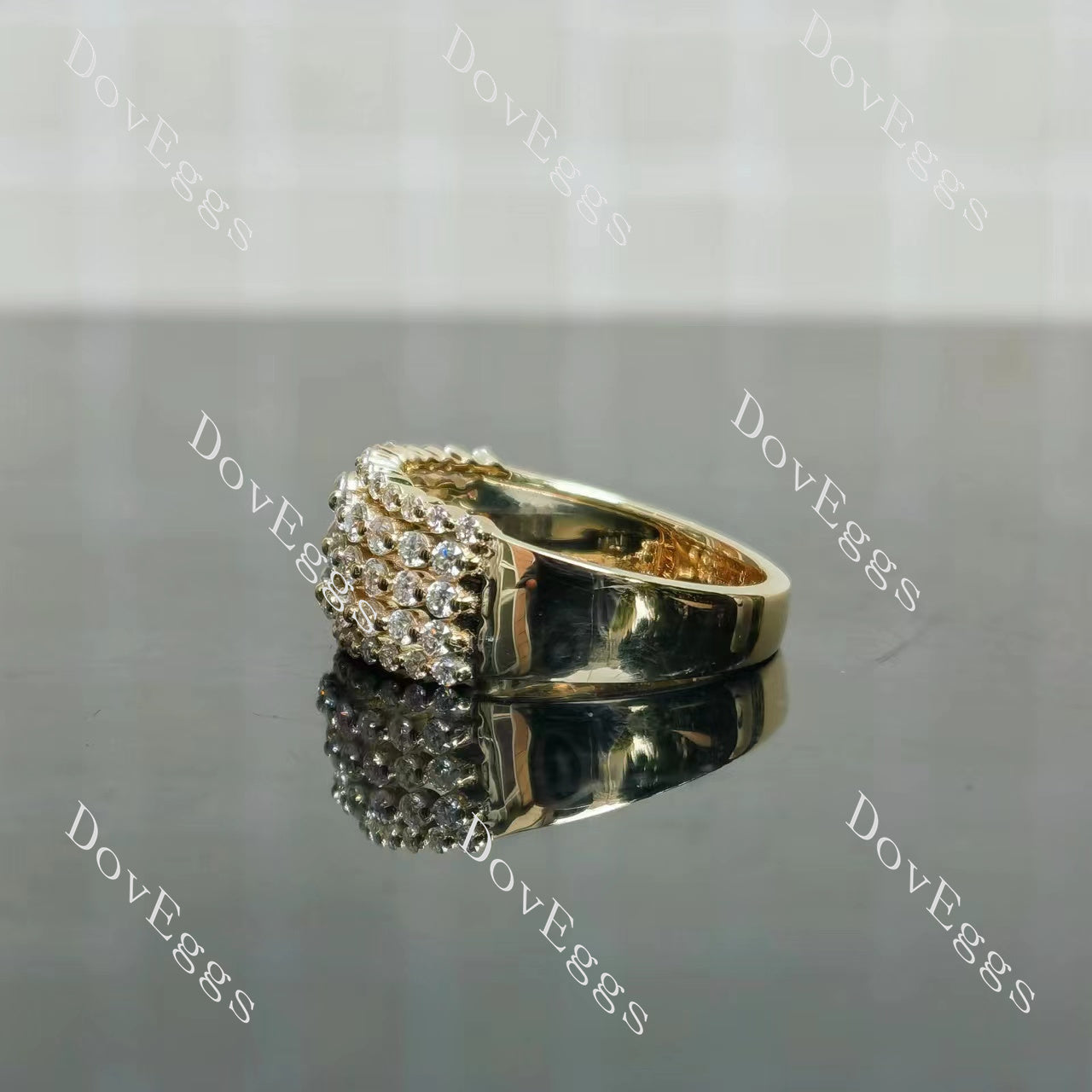 Doveggs round five row pave moissanite/lab grown diamond wedding band-3.2mm band width