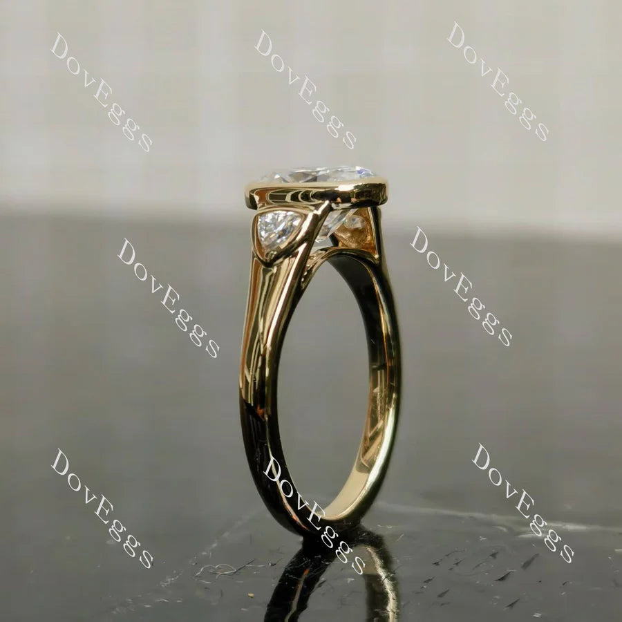 Doveggs bezel three stones engagement ring only semi-mount only(Exclusively to DovEggs Stones)