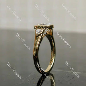 Doveggs bezel three stones engagement ring only semi-mount only(Exclusively to DovEggs Stones)