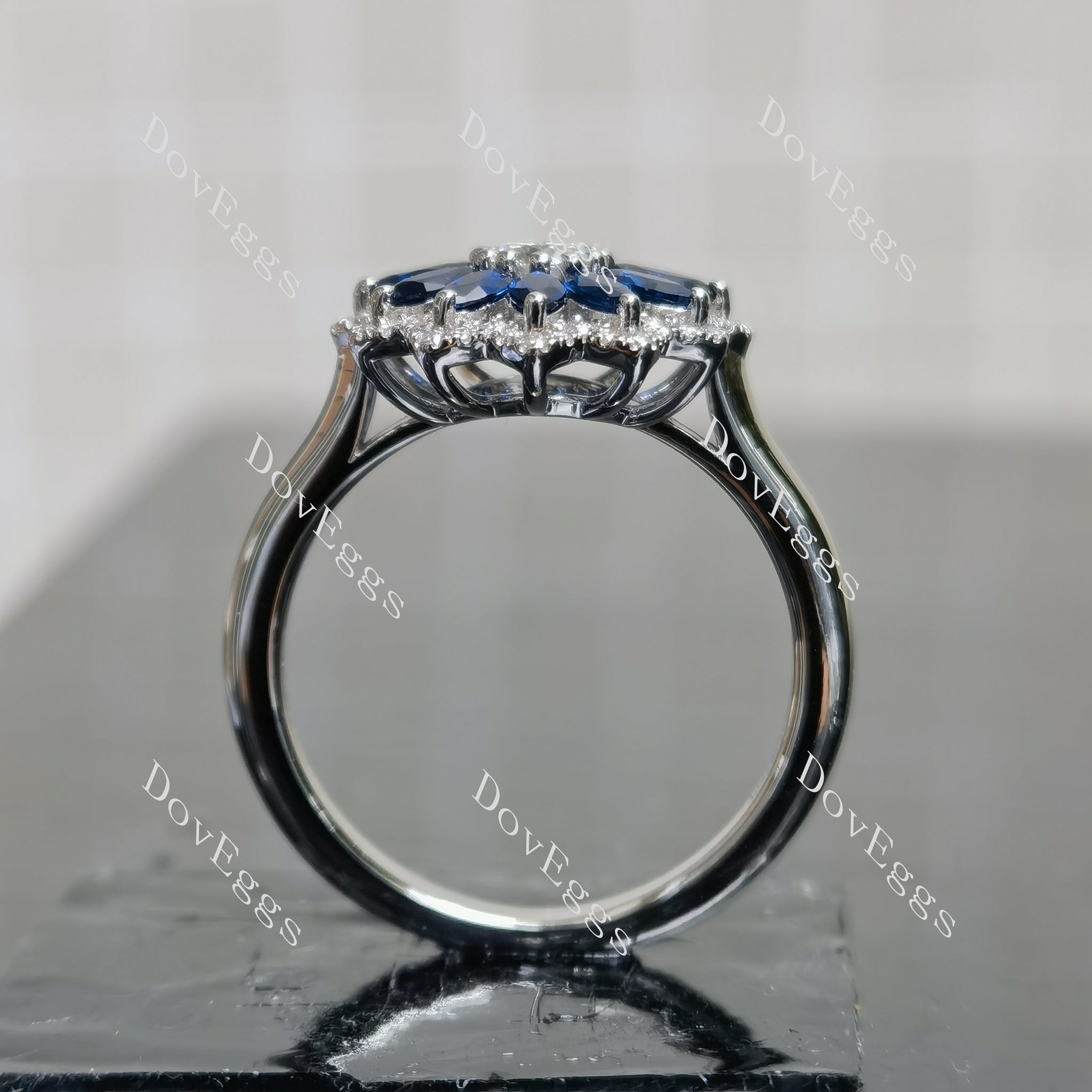 (size 8) Doveggs sterling silver round marquise moissanite engagement ring