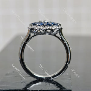(size 8) Doveggs sterling silver round marquise moissanite engagement ring
