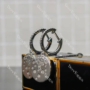 Round pave multicolor art deco moissanite/labgrown diamond/colored gem dangle earrings| Doveggs