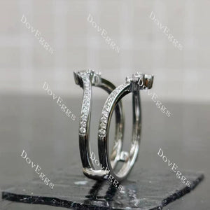 Doveggs pear round pave moissanite/lab grown diamond accents enhancer/wedding band-5.3mm band width