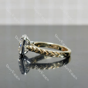 Doveggs radiant bezel carved moissanite engagement ring