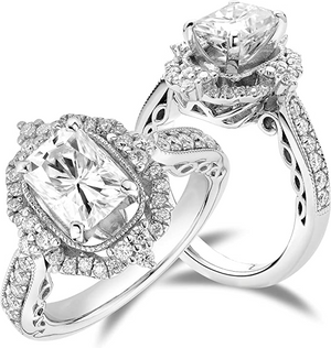 DovEggs 2ct radiant vintage moissanite engagement ring
