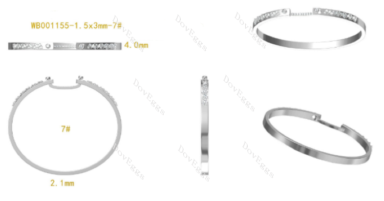 Doveggs marquise round moissanite/lab grown diamond bangle/bracelet