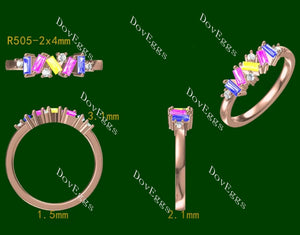 Doveggs baguette round pave colored gem/lab grown diamond self-love band-2.1mm band width