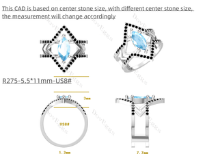 Doveggs Marquise Modified H&A cut split shank Halo pave stones moissanite engagement ring