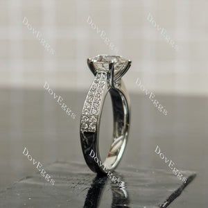 Doveggs Round Pave Half Eternity Lab Grown Diamond Engagement Ring